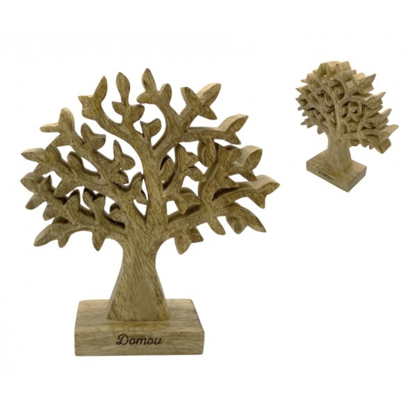 (SK) Dřevěný mango strom s nápisem „Domov“ 17 cm, sada 4 ks