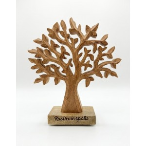 (SK) Dřevěný mango strom s nápisem „Rastieme spolu“ 17 cm