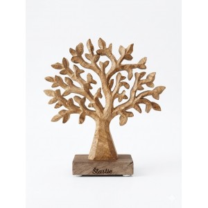 (SK) Dřevěný mango strom s nápisem „Šťastie“ 17 cm, sada 2 ks 
