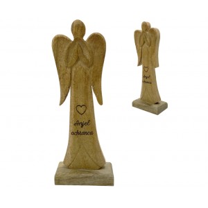 (SK) Dřevěný mango anděl s nápisem „Anjel ochranca“ 21 cm, sada 4 ks