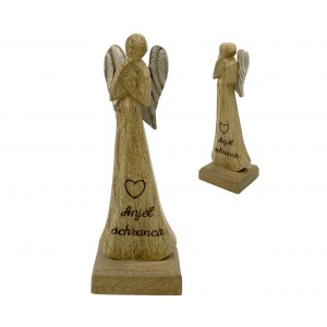 (SK) Dřevěný anděl s nápisem „Anjel ochranca“ 16,5 cm, sada 4 ks