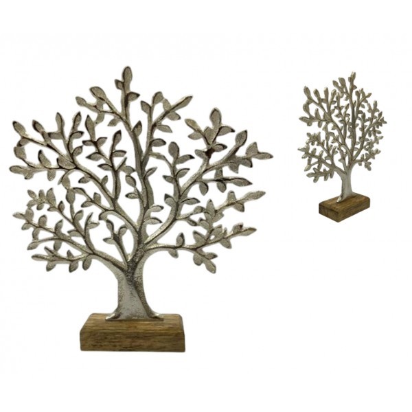 Dekorativní strom – kov/mango dřevo 27 × 25 × 5 cm