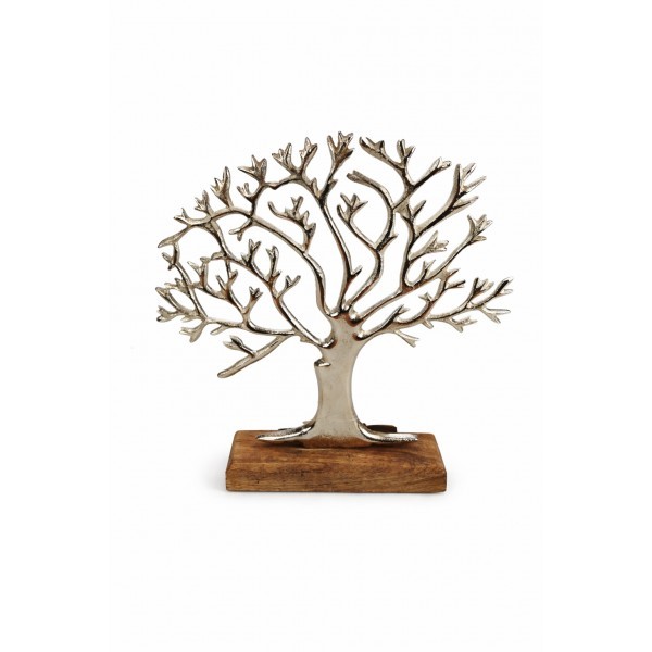 Dekorativní strom života dřevo/kov 31 x 30 cm