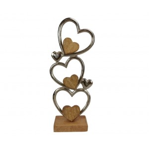 Dekorativní srdce dřevo/kov 32 x 13 cm
