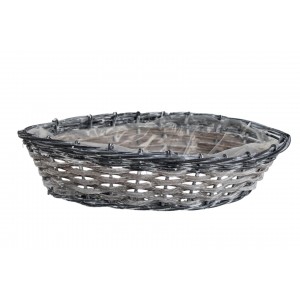 Proutěná šedá ošatka s igelitovým vkladem, 43 x 20 x 12 cm