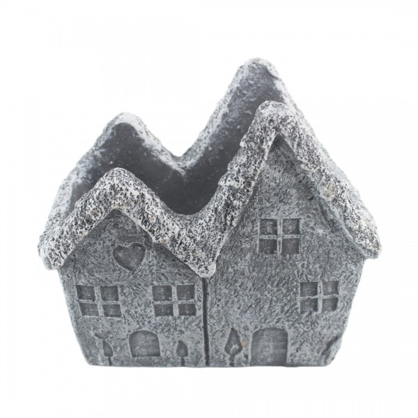 Betonový květináč ve tvaru dvojdomku, 15,5 × 9 × 14 cm