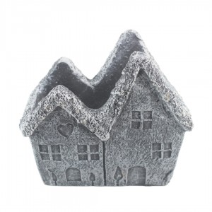 Betonový květináč ve tvaru dvojdomku, 15,5 × 9 × 14 cm