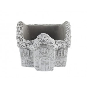 Betonový květináč ve tvaru domku, 13,5 × 13 × 12 cm