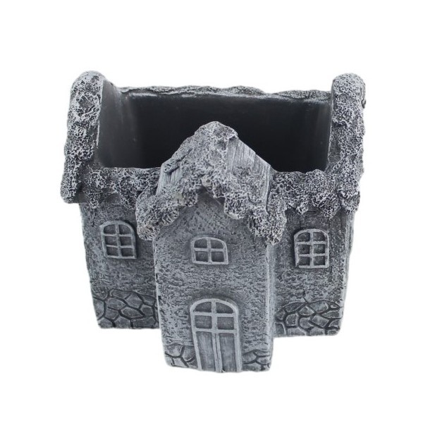 Betonový květináč ve tvaru domku, 13,5 × 13 × 12 cm