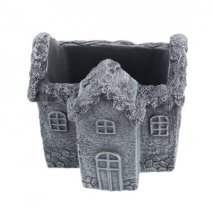Betonový květináč ve tvaru domku, 13,5 × 13 × 12 cm