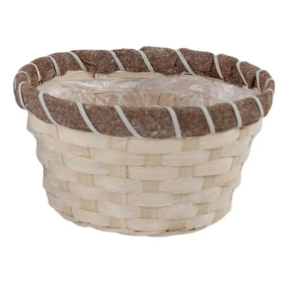 Proutěný krémový košík s igelitovým vkladem, 18 x 10 x 12 cm