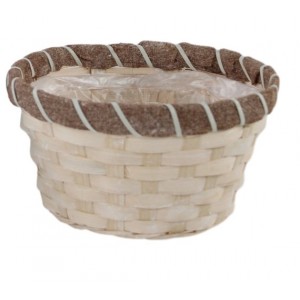 Proutěný krémový košík s igelitovým vkladem, 18 x 10 x 12 cm