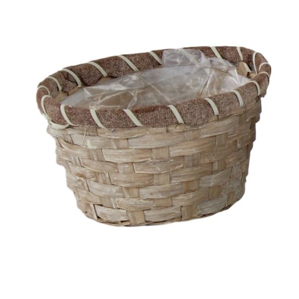 Proutěný hnědý košík s igelitovým vkladem, 18 x 10 x 12 cm