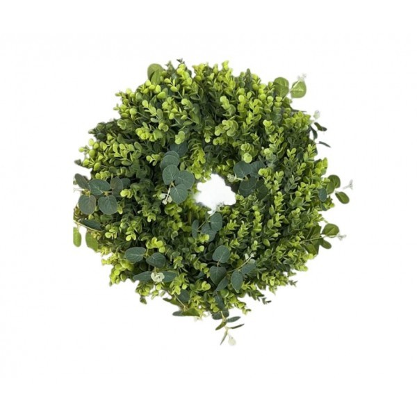 Dekorativní plastový věnec s eukalyptem – Ø 50 cm