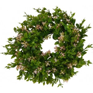 Umělý věnec s růžovými kvítky Ø 25 cm