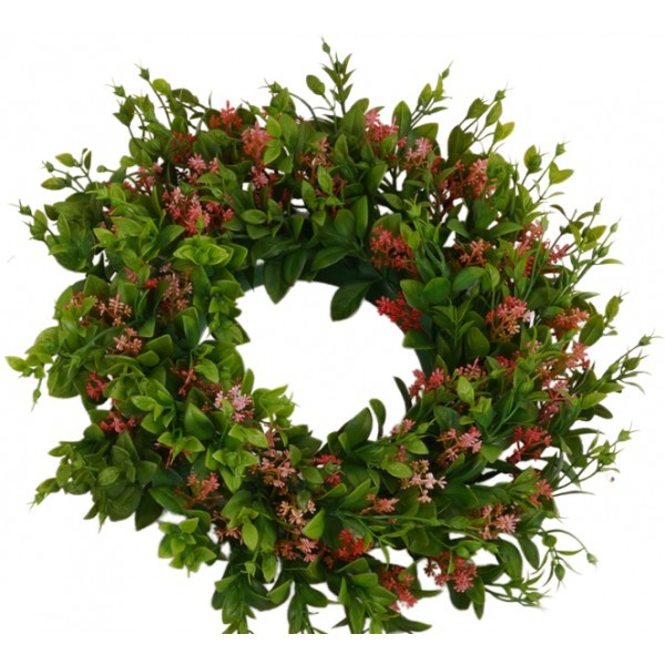 Umělý věnec s fialovými kvítky Ø 25 cm