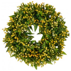 Umělý věnec se žlutými kvítky Ø 25 cm