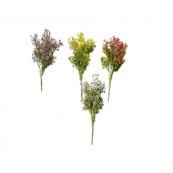 Umělé větvičky lnu se zbarvením mix barev, 40 cm, sada 12 ks
