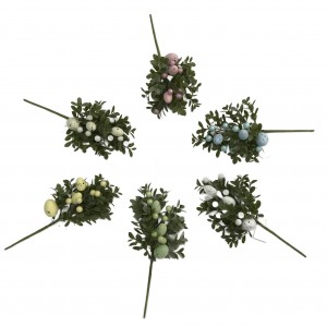 Dekorativní zelené větvičky s barevnými vajíčky, mix, sada 12 ks, 27 cm