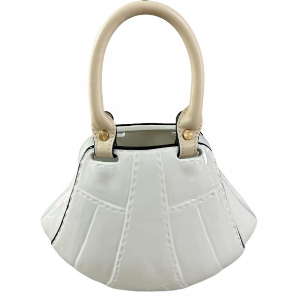 Keramický květináč - bílá kabelka, 24,5 × 14,2 × 29,5 cm