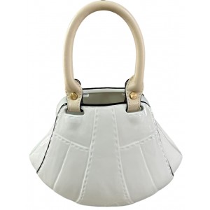 Keramický květináč - bílá kabelka, 24,5 × 14,2 × 29,5 cm