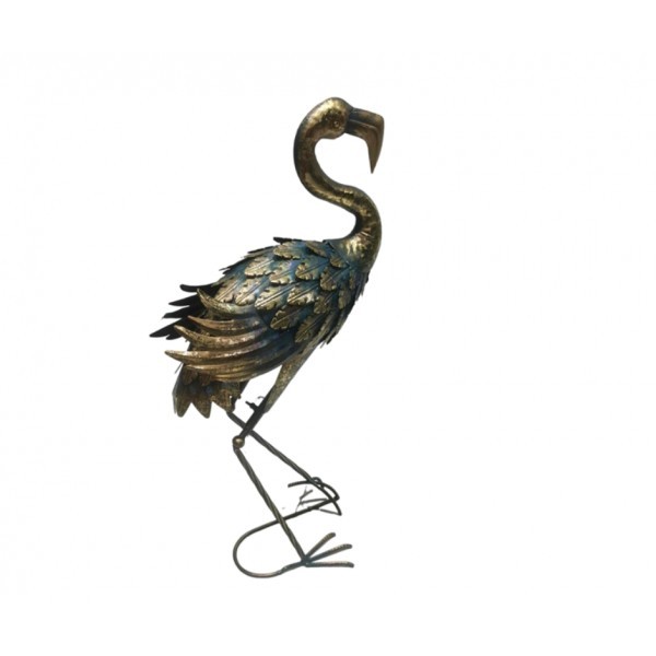 Kovový pták – černozlatý, 31,8 × 19,1 × 74,9 cm