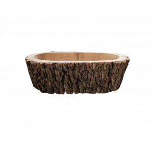 Dřevěný květináč – oválný, z  kůry stromu 22 x 39 x 12 cm