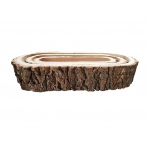 Květináč / Sada 3 ks – oválný, imitace kůry stromu