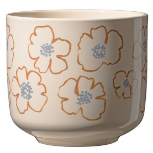 Keramický květináč Bari s oranžovými květy