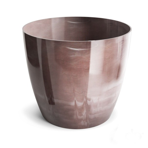 Mramorovaný plastový květináč Aga Marmur – hnědý, 12 × 11 cm