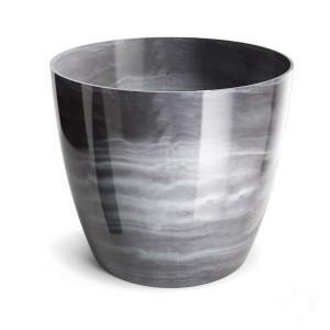 Mramorovaný plastový květináč Aga Marmur – šedý, 14 × 12,5 cm