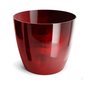 Mramorovaný plastový květináč Aga Marmur – červený, 14 × 12,5 cm