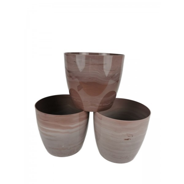 Mramorovaný plastový květináč Aga Marmur – hnědý, 16 × 14,5 cm