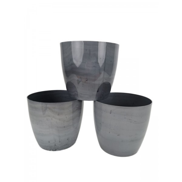 Mramorovaný plastový květináč Aga Marmur – šedý, 16 × 14,5 cm