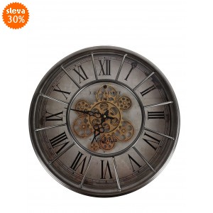 Nástěnné hodiny s kovovým rámem a ozubeným strojkem Grant S šedé – Ø 46,5 cm, 2. jakost