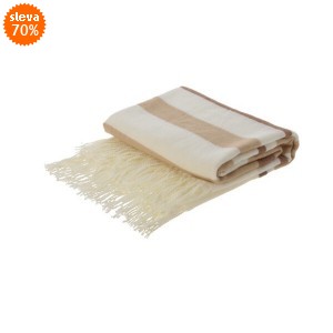 Pléd krémový pruh 130 × 160 cm 