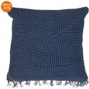 Pletený polštář 45 × 45 cm s výplní - tmavě modrý