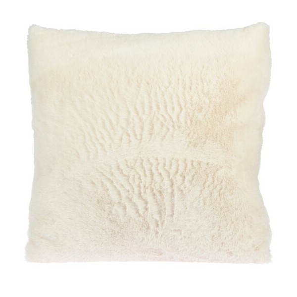 Chlupatý dekorační polštář 45 × 45 cm - bílý