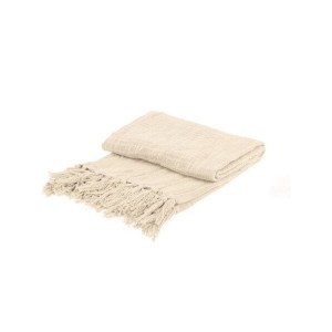 Přehoz světle bílý s třásněmi 130 × 170 cm