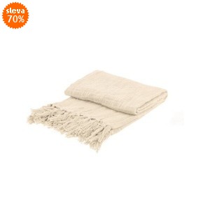 Přehoz světle bílý s třásněmi 130 × 170 cm