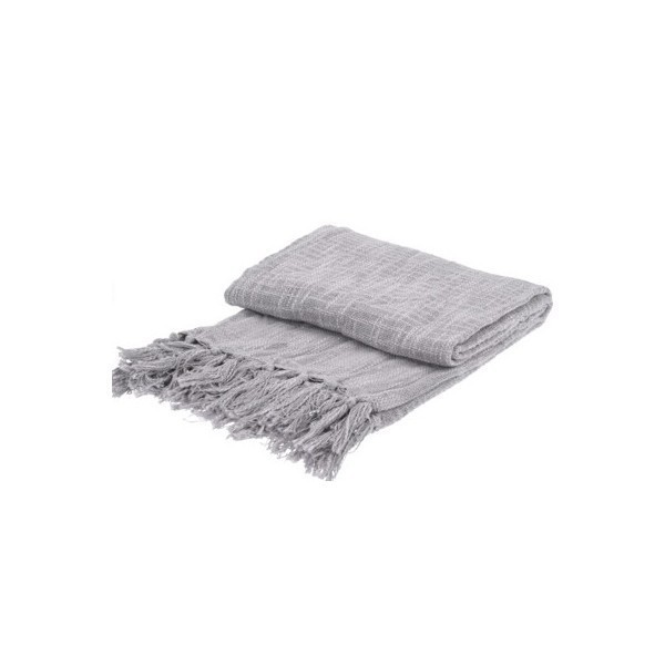 Přehoz světle šedý s třásněmi 130 × 170 cm