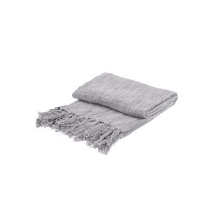 Přehoz světle šedý s třásněmi 130 × 170 cm