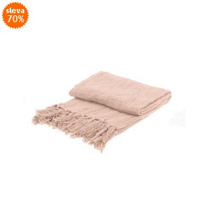 Pléd s třásněmi 130 × 170 cm - růžový