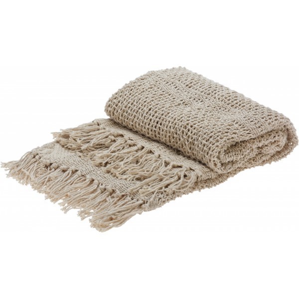 Pléd natur s třásněmi 130 × 170 cm