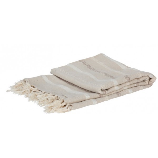 Pléd s třásněmi bílý proužek 130 × 170 cm