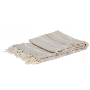 Pléd s třásněmi bílý proužek 130 × 170 cm