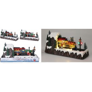 Vánoční LED krajina s vláčkem 32 cm, dekorace se zvukem, 2. jakost