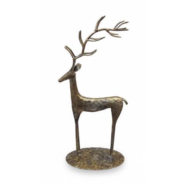 Dekorační sob – zlatý antik, kovový, 43,5 cm