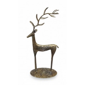 Dekorační sob – zlatý antik, kovový, 43,5 cm