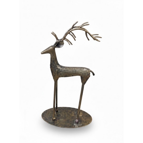 Dekorační sob – zlatý antik, kovový, 28 cm